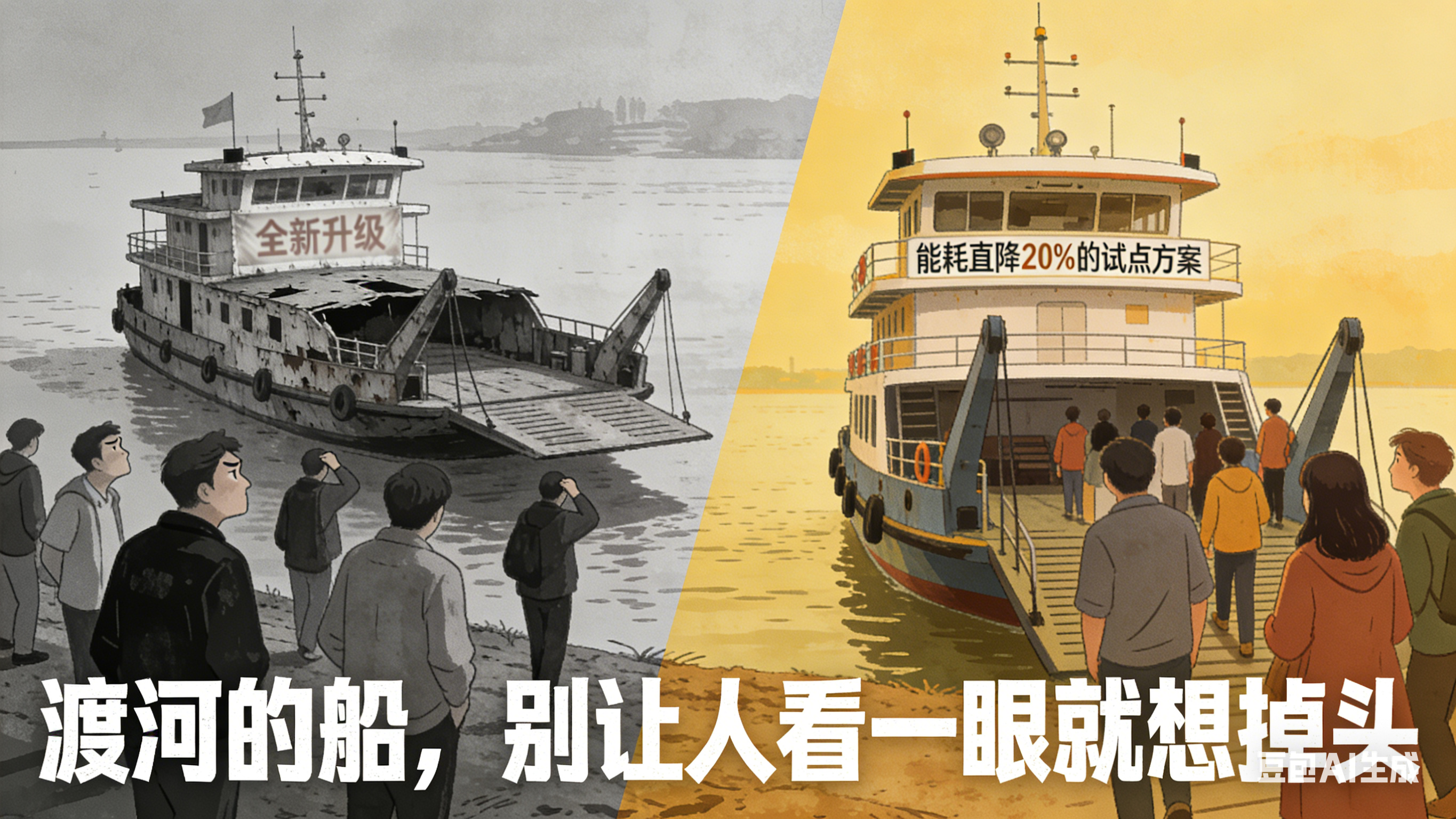 标题是渡河的船，别让人看一眼就想掉头